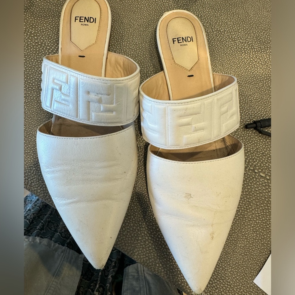 Fendi white mule size 37